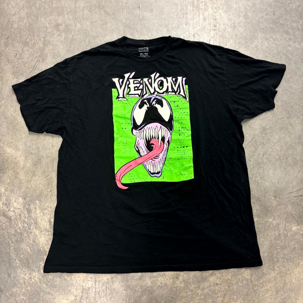 Marvel Venom Graphic T-Shirt Mens 2XL Black Neon Green Pink Comic Tee 2021